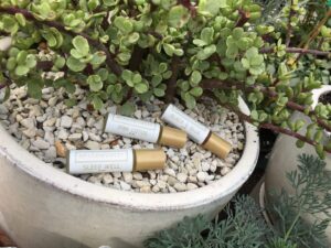Three rollers in a white pot